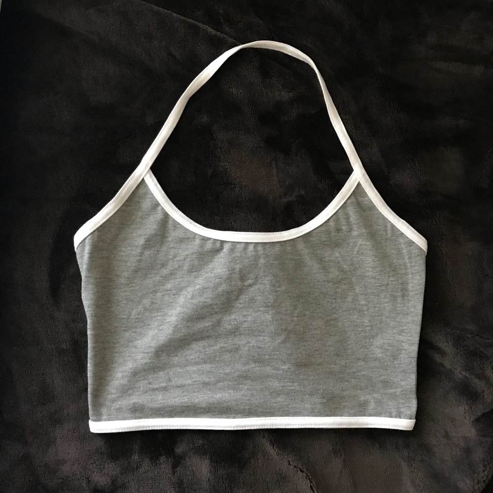 BRAND NEW! Gray Halter Neck Crop Top - Picture 4 of 5
